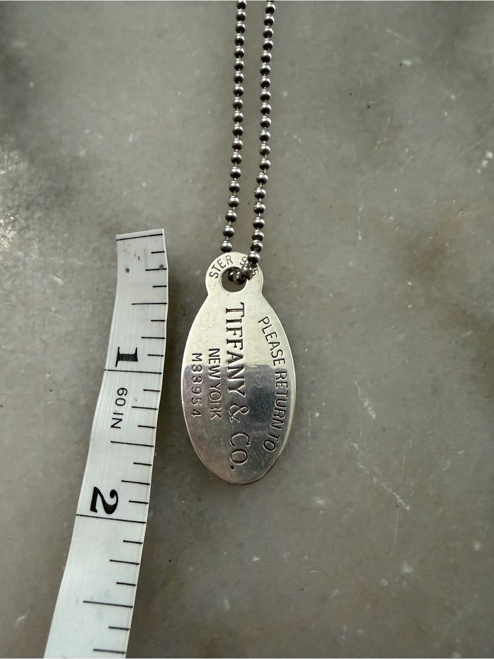 Vintage Tiffany & Co. Silver Oval Tag Ball Chain - Silver Necklace - Picture 7 of 7
